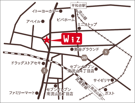 流山店 地図｜美容室Wiz（美容院・ヘアサロン）流山駅