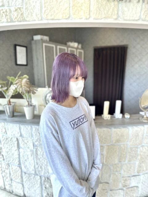 フェイスレイヤーボブ×透明感ピンクラベンダー!色持ちも叶える旬スタイル