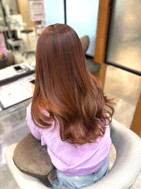 ブリーチなしで叶える◎夏に映える濃厚オレンジヘア